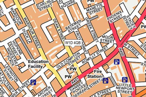 W1D 4QB map - OS OpenMap – Local (Ordnance Survey)