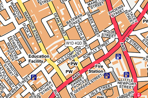 W1D 4QD map - OS OpenMap – Local (Ordnance Survey)