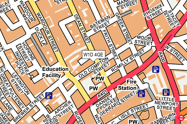 W1D 4QE map - OS OpenMap – Local (Ordnance Survey)