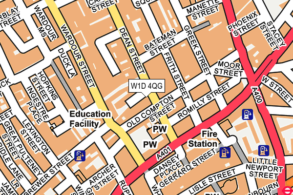 W1D 4QG map - OS OpenMap – Local (Ordnance Survey)