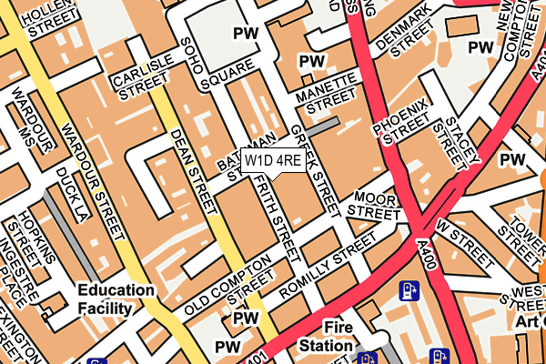 W1D 4RE map - OS OpenMap – Local (Ordnance Survey)