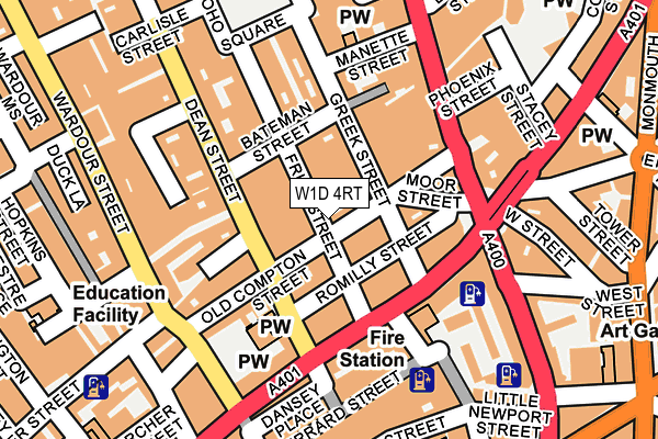 W1D 4RT map - OS OpenMap – Local (Ordnance Survey)