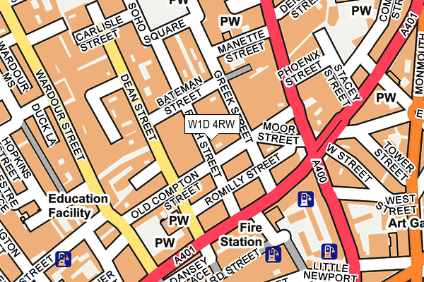 W1D 4RW map - OS OpenMap – Local (Ordnance Survey)