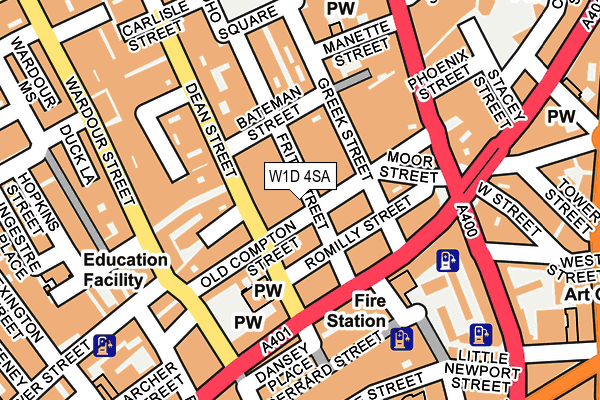 W1D 4SA map - OS OpenMap – Local (Ordnance Survey)