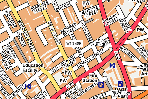 W1D 4SB map - OS OpenMap – Local (Ordnance Survey)