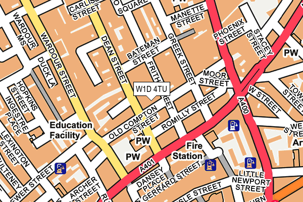 W1D 4TU map - OS OpenMap – Local (Ordnance Survey)