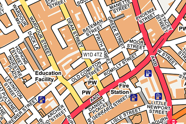 W1D 4TZ map - OS OpenMap – Local (Ordnance Survey)