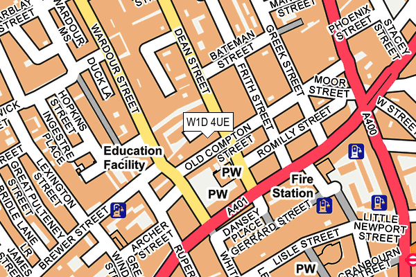 W1D 4UE map - OS OpenMap – Local (Ordnance Survey)