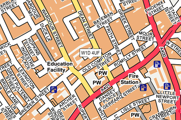 W1D 4UF map - OS OpenMap – Local (Ordnance Survey)