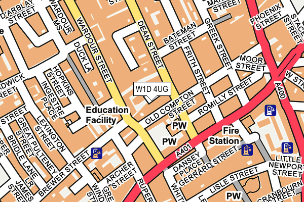 W1D 4UG map - OS OpenMap – Local (Ordnance Survey)