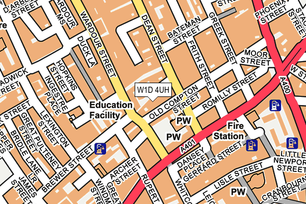 W1D 4UH map - OS OpenMap – Local (Ordnance Survey)
