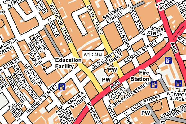 W1D 4UJ map - OS OpenMap – Local (Ordnance Survey)