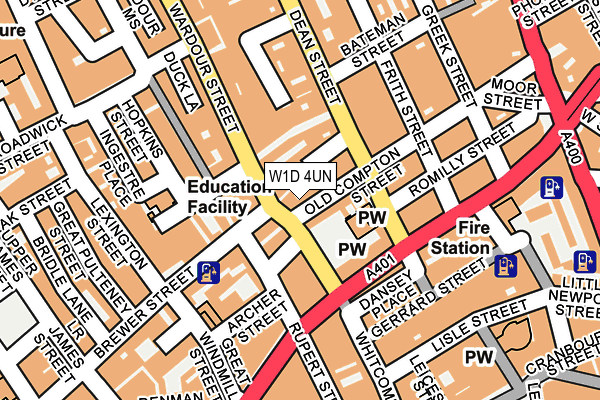 W1D 4UN map - OS OpenMap – Local (Ordnance Survey)