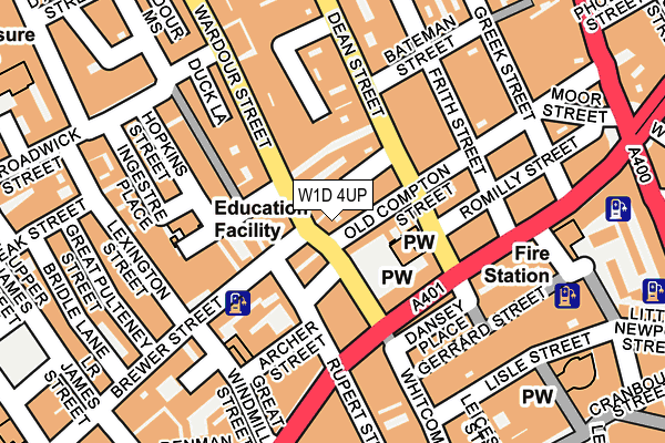 W1D 4UP map - OS OpenMap – Local (Ordnance Survey)