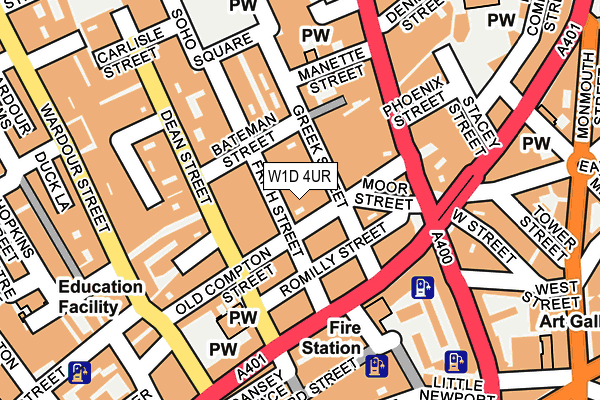 W1D 4UR map - OS OpenMap – Local (Ordnance Survey)