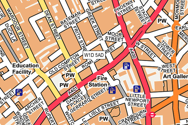 W1D 5AD map - OS OpenMap – Local (Ordnance Survey)