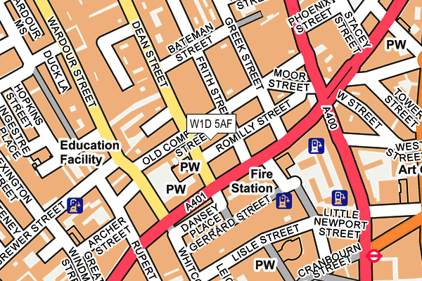 W1D 5AF map - OS OpenMap – Local (Ordnance Survey)