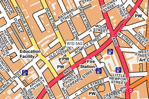 W1D 5AG map - OS OpenMap – Local (Ordnance Survey)