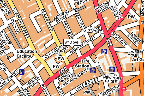 W1D 5AH map - OS OpenMap – Local (Ordnance Survey)