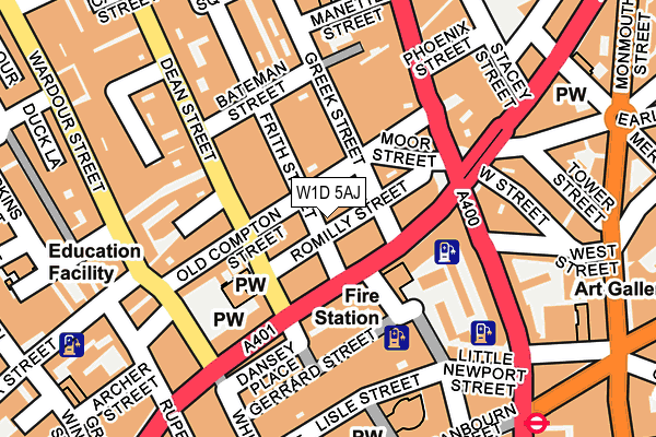 W1D 5AJ map - OS OpenMap – Local (Ordnance Survey)