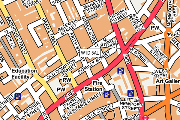 W1D 5AL map - OS OpenMap – Local (Ordnance Survey)