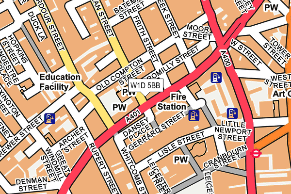 W1D 5BB map - OS OpenMap – Local (Ordnance Survey)