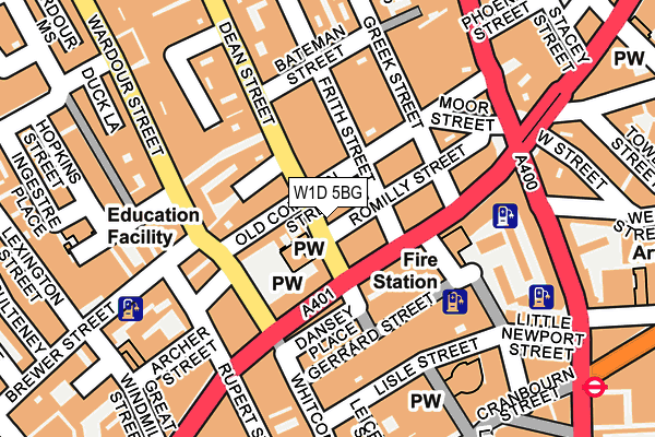 W1D 5BG map - OS OpenMap – Local (Ordnance Survey)