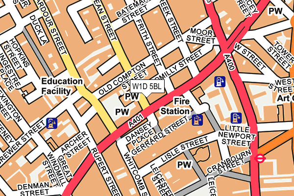 W1D 5BL map - OS OpenMap – Local (Ordnance Survey)