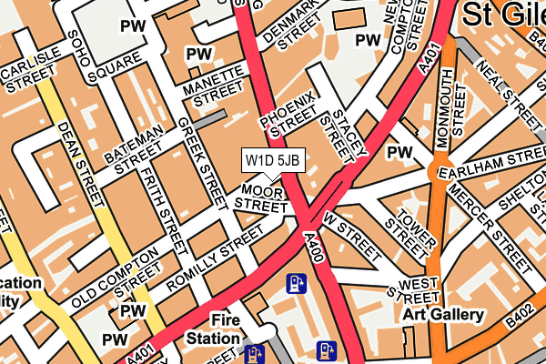 W1D 5JB map - OS OpenMap – Local (Ordnance Survey)