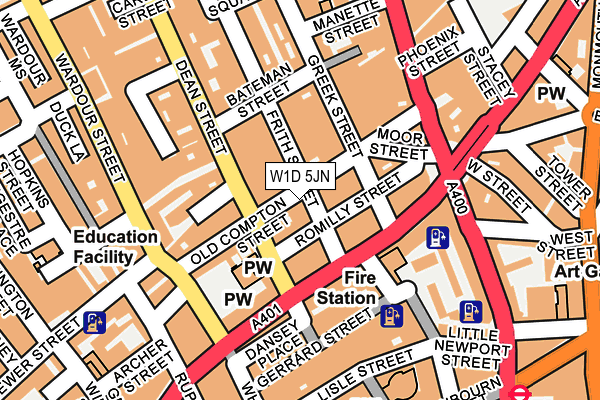 W1D 5JN map - OS OpenMap – Local (Ordnance Survey)