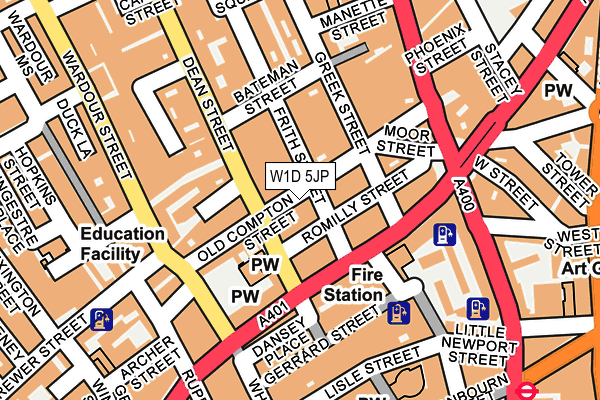 W1D 5JP map - OS OpenMap – Local (Ordnance Survey)