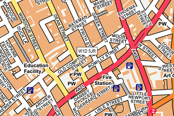 W1D 5JR map - OS OpenMap – Local (Ordnance Survey)