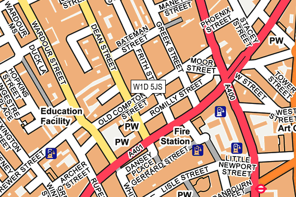 W1D 5JS map - OS OpenMap – Local (Ordnance Survey)