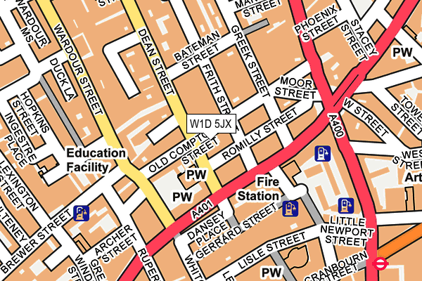 W1D 5JX map - OS OpenMap – Local (Ordnance Survey)