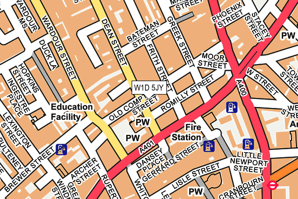 W1D 5JY map - OS OpenMap – Local (Ordnance Survey)