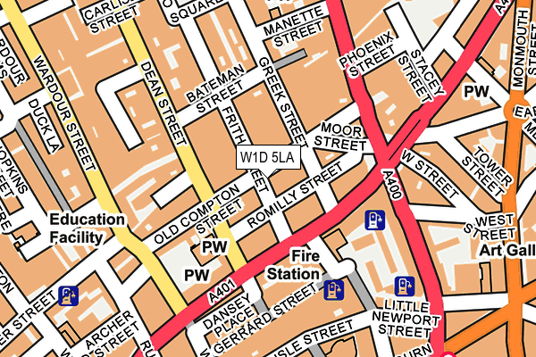 W1D 5LA map - OS OpenMap – Local (Ordnance Survey)