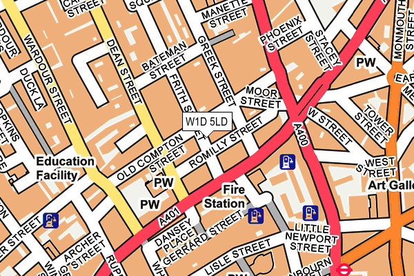 W1D 5LD map - OS OpenMap – Local (Ordnance Survey)