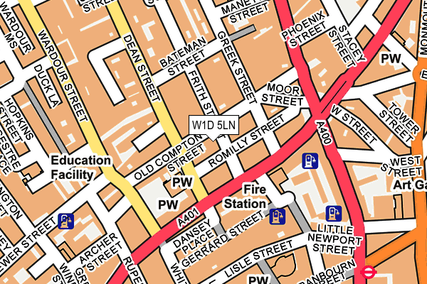 W1D 5LN map - OS OpenMap – Local (Ordnance Survey)