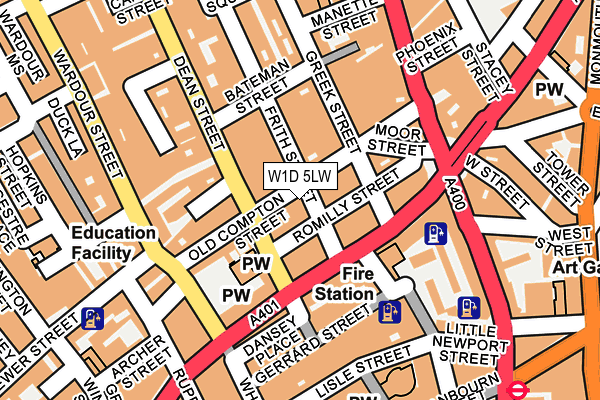 W1D 5LW map - OS OpenMap – Local (Ordnance Survey)