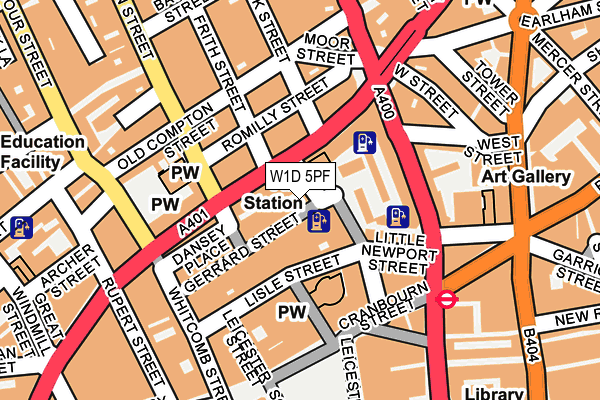 W1D 5PF map - OS OpenMap – Local (Ordnance Survey)