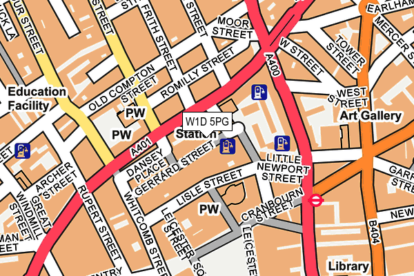 W1D 5PG map - OS OpenMap – Local (Ordnance Survey)