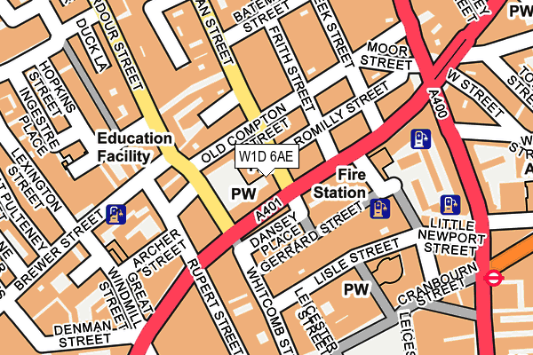 W1D 6AE map - OS OpenMap – Local (Ordnance Survey)