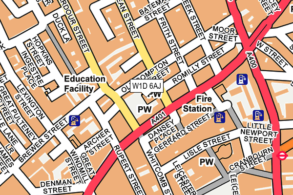 W1D 6AJ map - OS OpenMap – Local (Ordnance Survey)