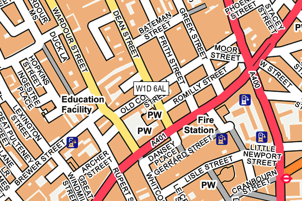 W1D 6AL map - OS OpenMap – Local (Ordnance Survey)