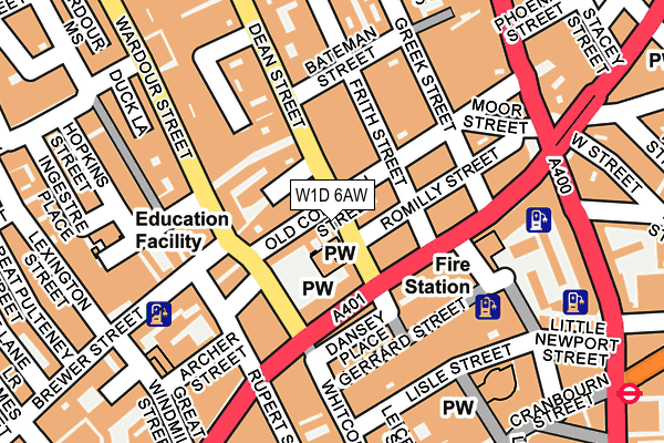 W1D 6AW map - OS OpenMap – Local (Ordnance Survey)