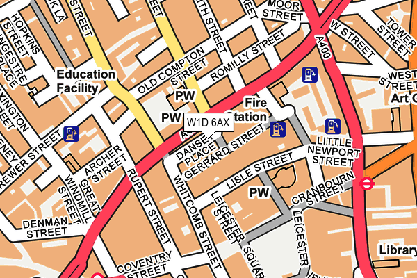 W1D 6AX map - OS OpenMap – Local (Ordnance Survey)