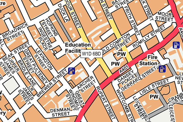 W1D 6BD map - OS OpenMap – Local (Ordnance Survey)