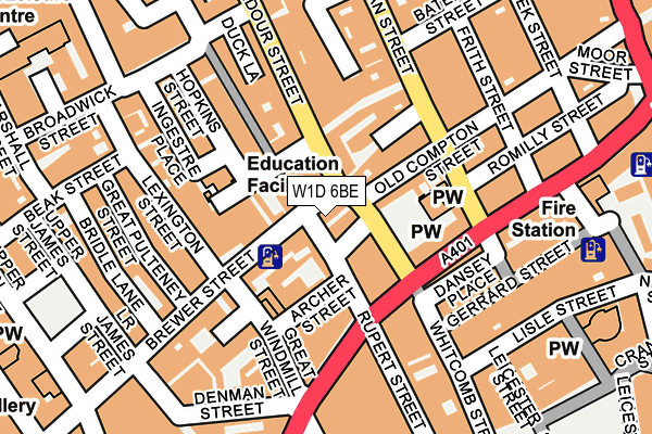 W1D 6BE map - OS OpenMap – Local (Ordnance Survey)