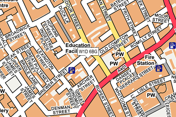 W1D 6BG map - OS OpenMap – Local (Ordnance Survey)