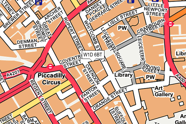 W1D 6BT map - OS OpenMap – Local (Ordnance Survey)